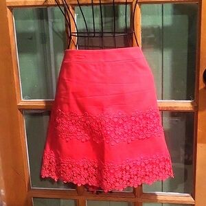 Daisy lace coral miniskirt by J. Crew, size 6